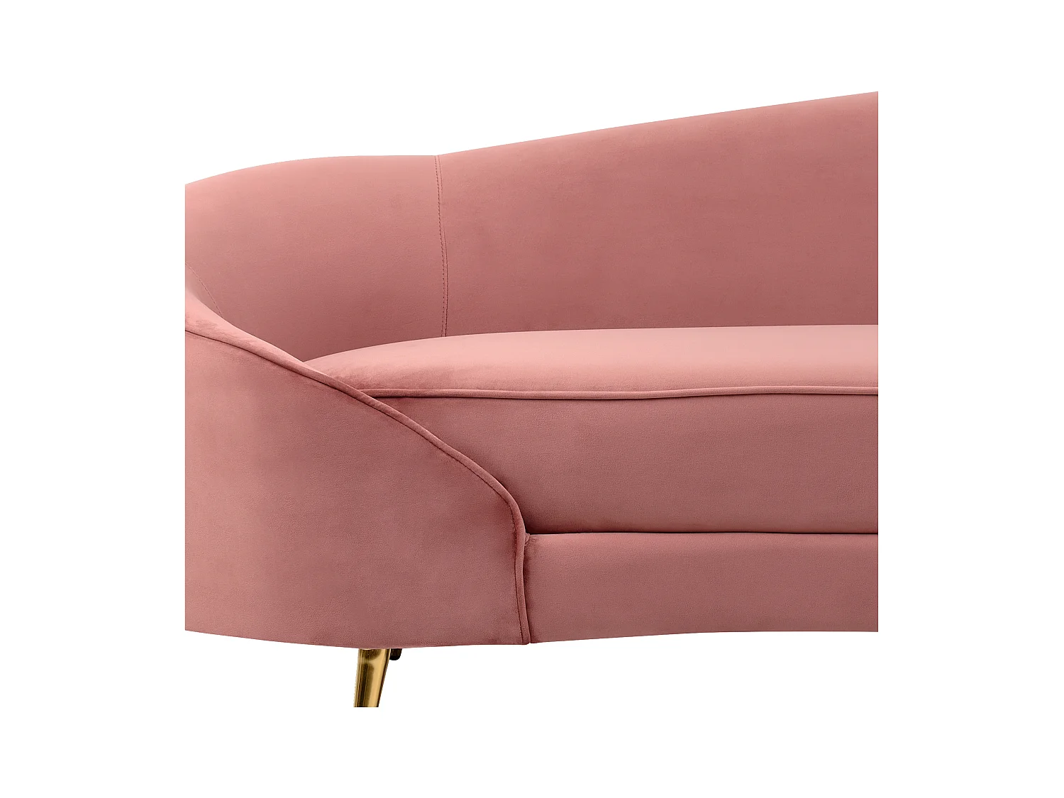 3er Sofa Samt rosa gebogen oval mit goldenen Metallbeinen Retro Glamourös Savar