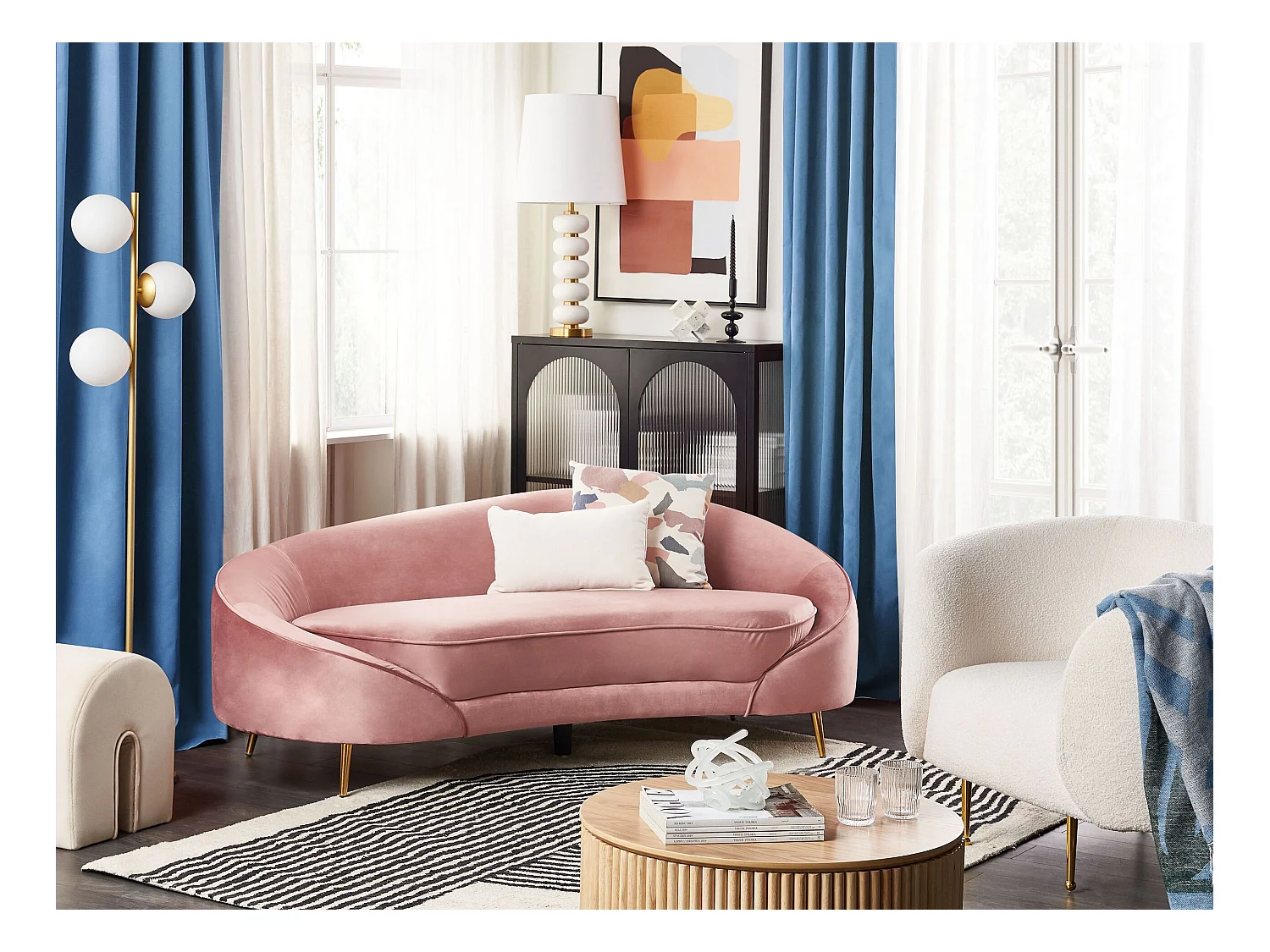 Canapé 3 places SAVAR Velours Rose