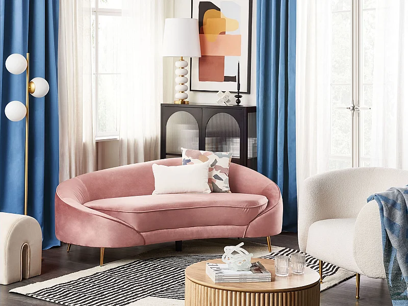 Canapé 3 places SAVAR Velours Rose