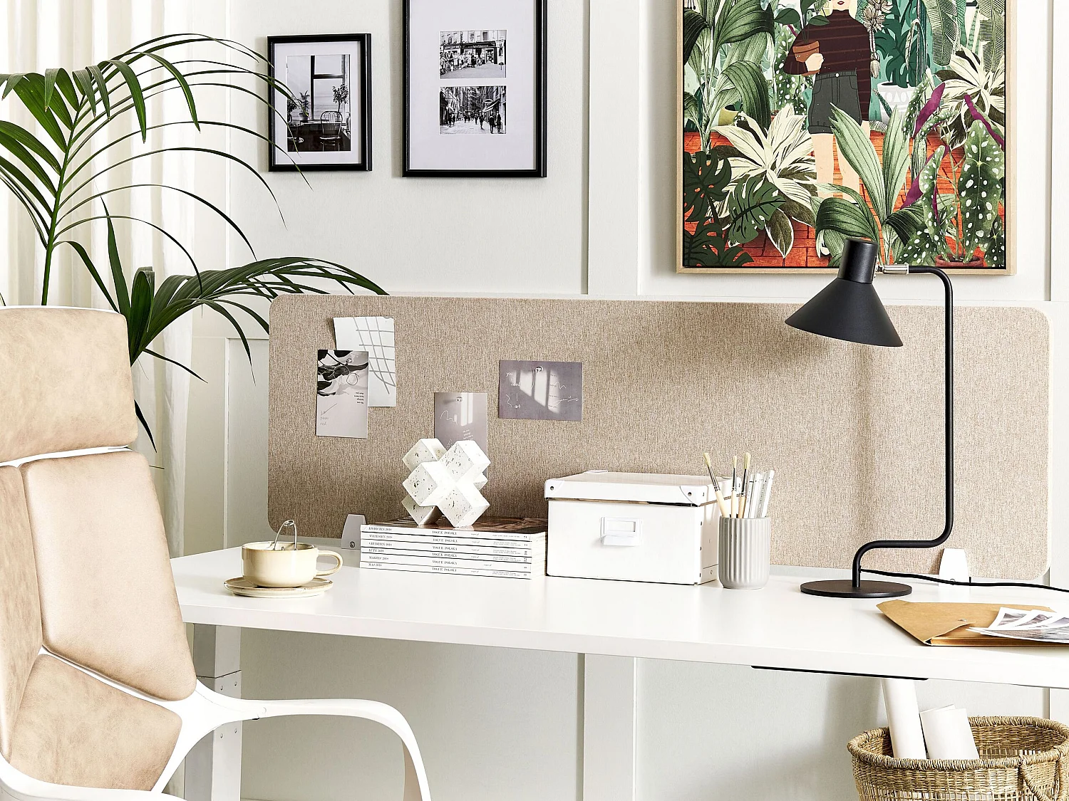 Séparateur de bureau 130 x 40 cm beige WALLY