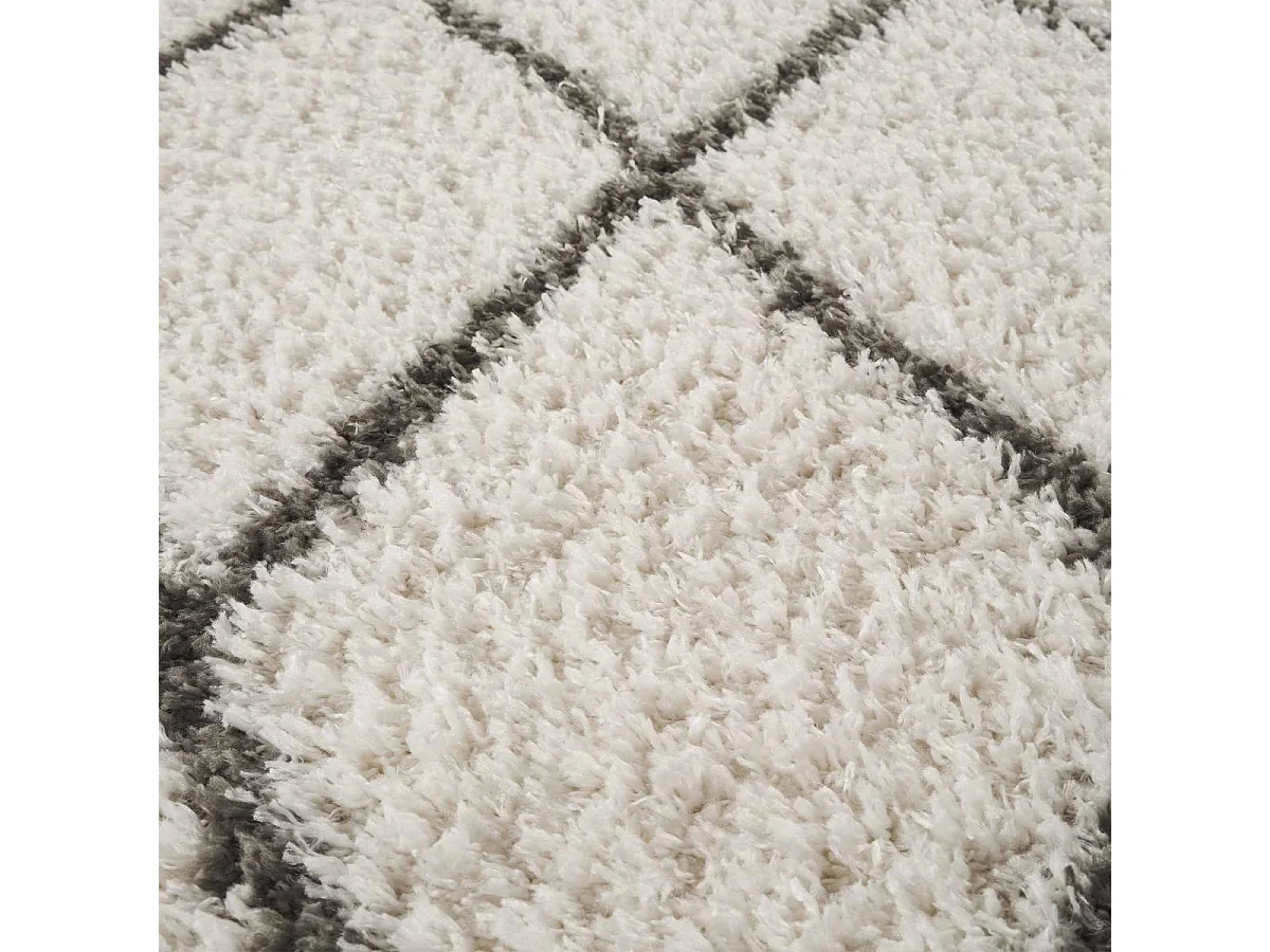 Tapis berbère rond Ø100cm tissé motif ethnic LYN4 BENYLE A crème