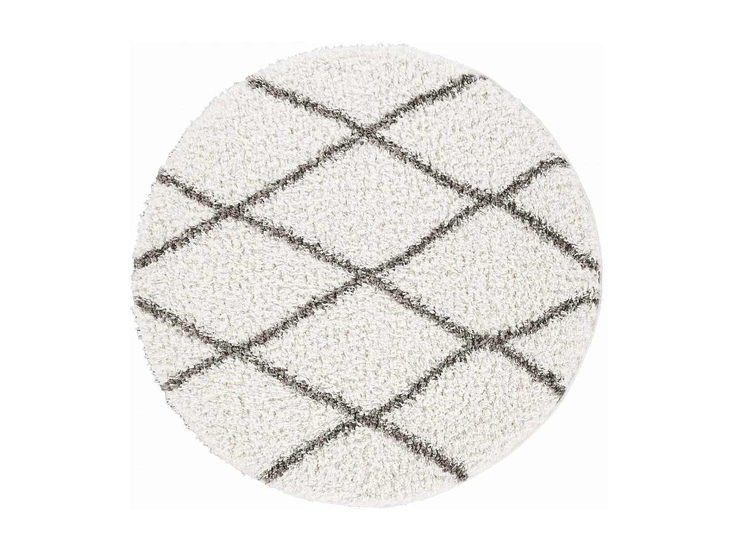 Tapis berbère rond Ø100cm tissé motif ethnic LYN4 BENYLE A crème