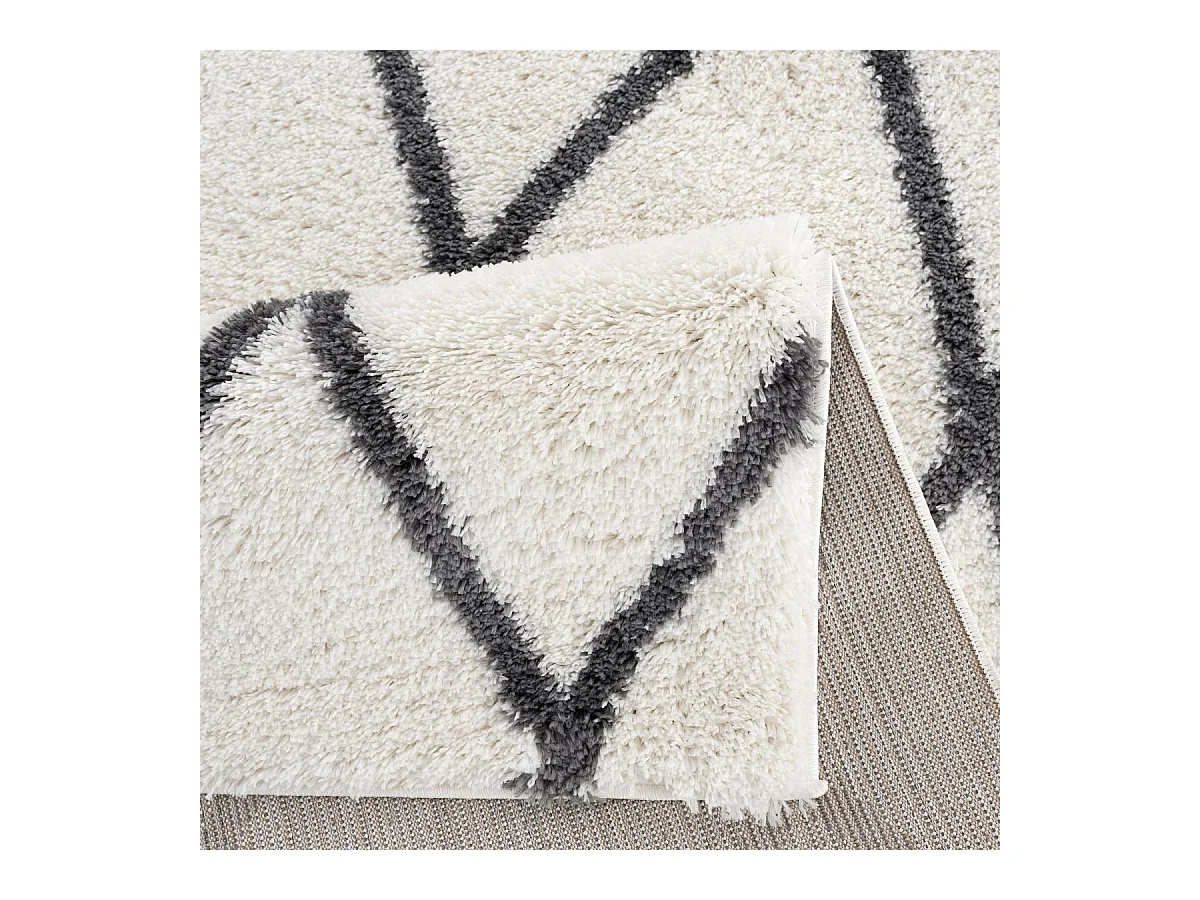 Tapis berbère rond Ø200cm tissé motif ethnic LYN4 BENYLE A crème