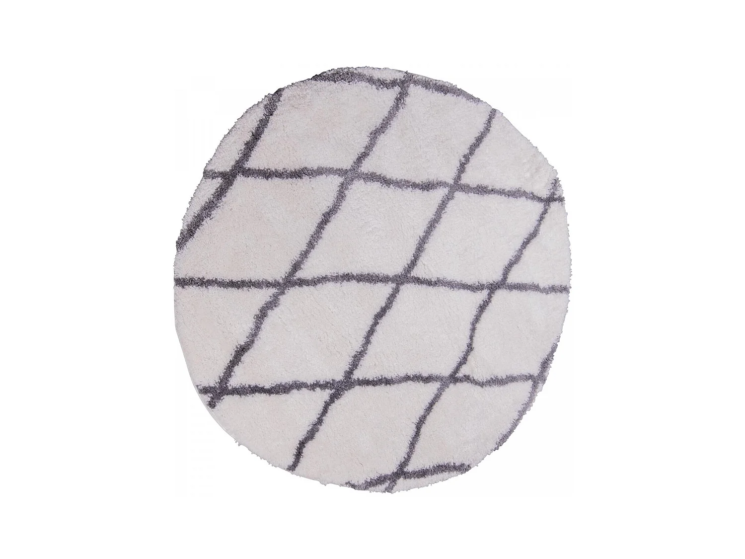 Tapis berbère rond Ø200cm tissé motif ethnic LYN4 BENYLE A crème