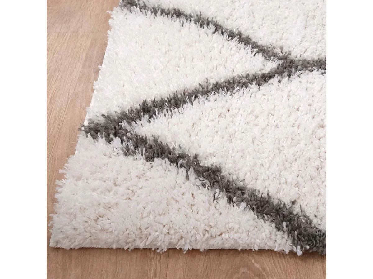 Tapis berbère rond Ø200cm tissé motif ethnic LYN4 BENYLE A crème