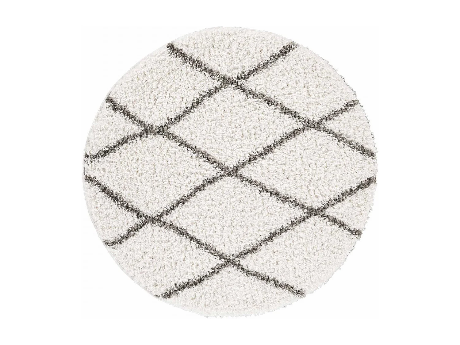 Tapis berbère rond Ø200cm tissé motif ethnic LYN4 BENYLE A crème