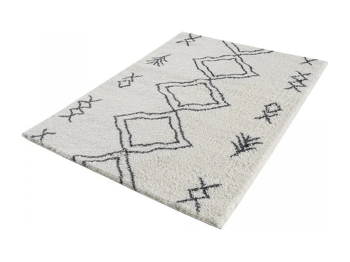 Tapis berbère 80x300 tissé motif ethnic LYN4 DOUX 3 crème