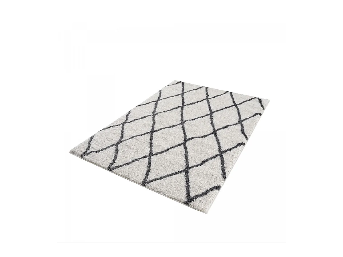 Tapis berbère rond Ø160cm tissé motif ethnic LYN4 BENYLE A crème