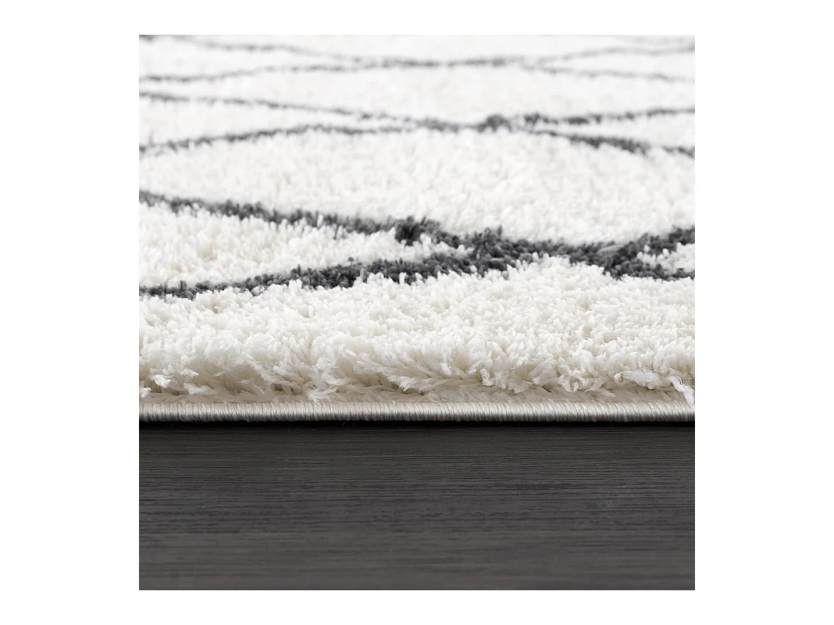 Tapis berbère rond Ø160cm tissé motif ethnic LYN4 BENYLE A crème