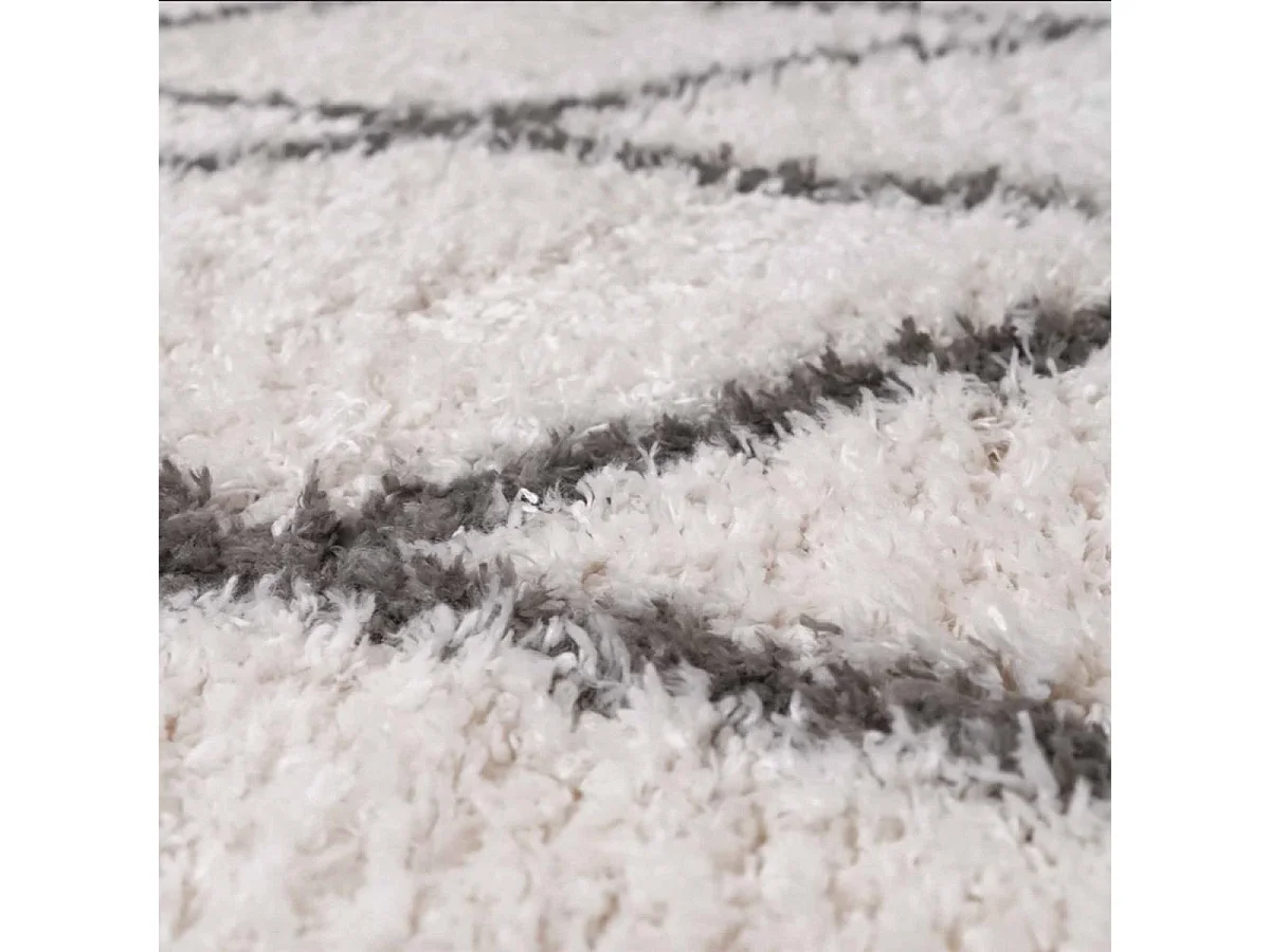 Tapis berbère rond Ø160cm tissé motif ethnic LYN4 BENYLE A crème