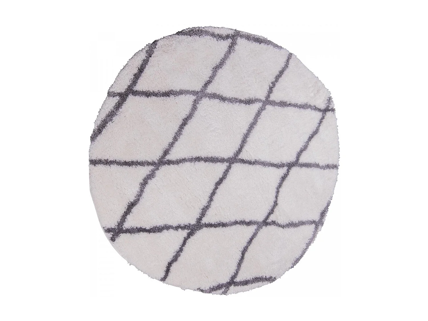 Tapis berbère rond Ø160cm tissé motif ethnic LYN4 BENYLE A crème