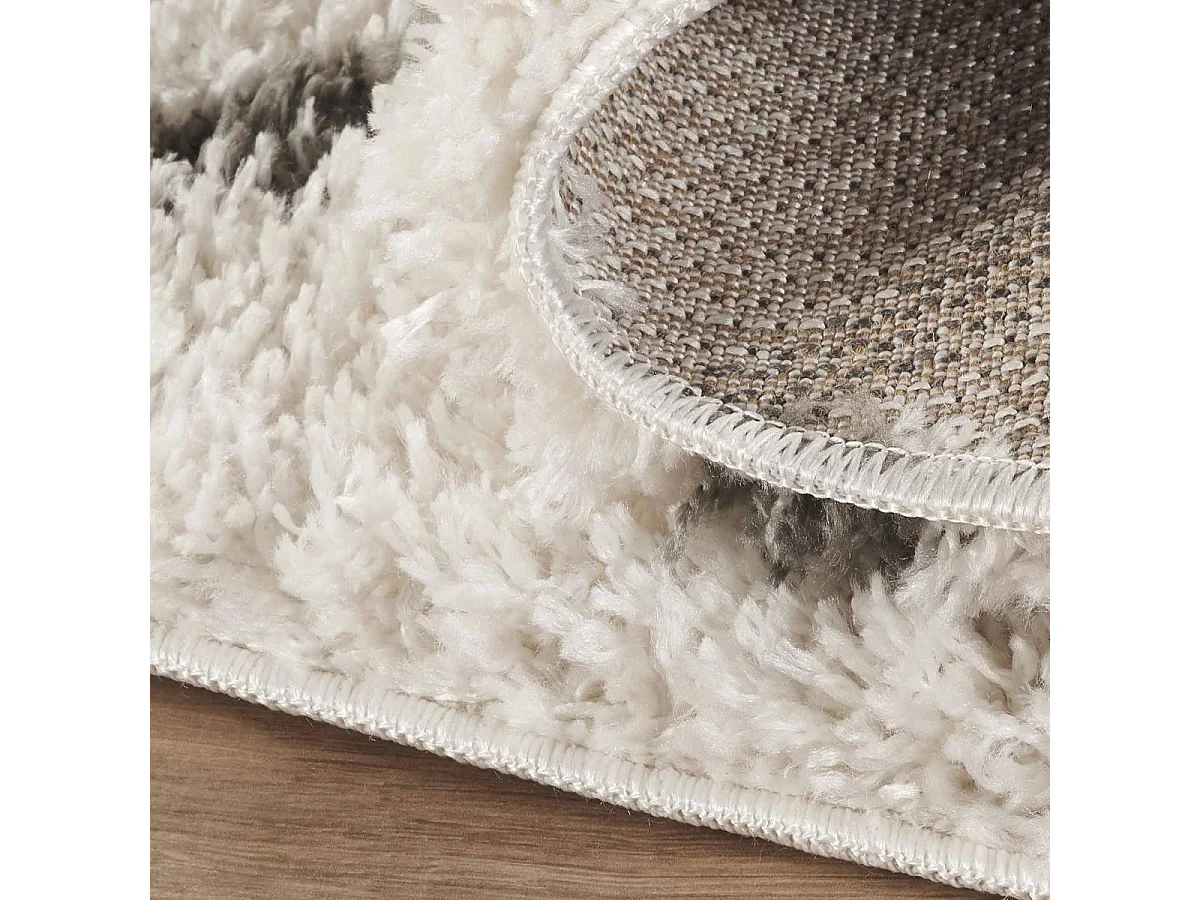 Tapis berbère rond Ø160cm tissé motif ethnic LYN4 BENYLE A crème