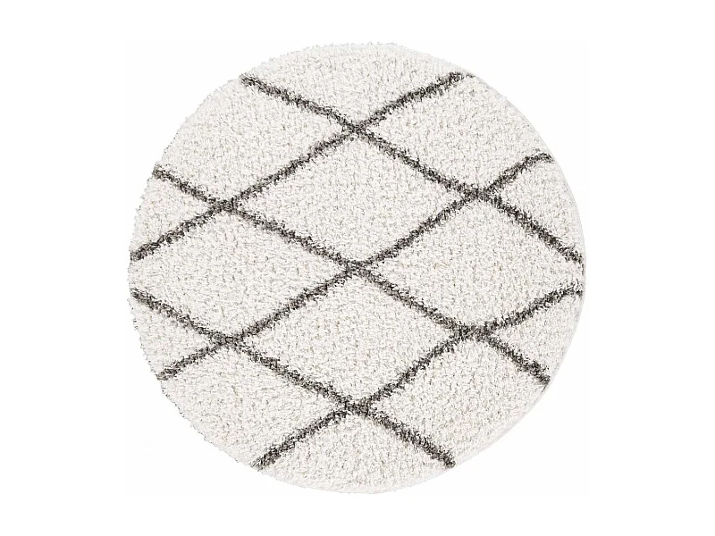 Tapis berbère rond Ø120cm tissé motif ethnic LYN4 BENYLE A crème