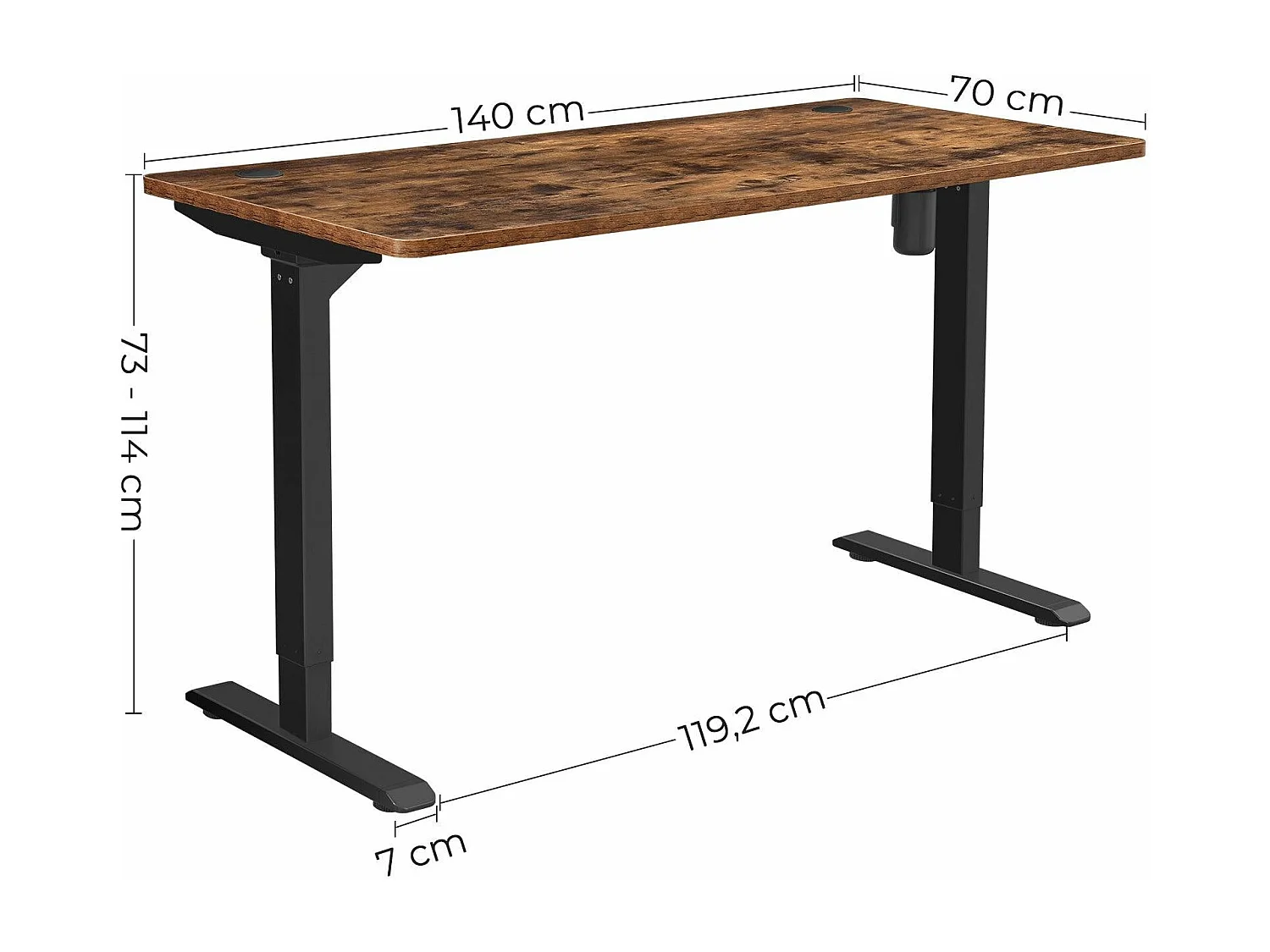 Bureau électrique réglable en marron 140 x 70 x 73 cm 12_0001328