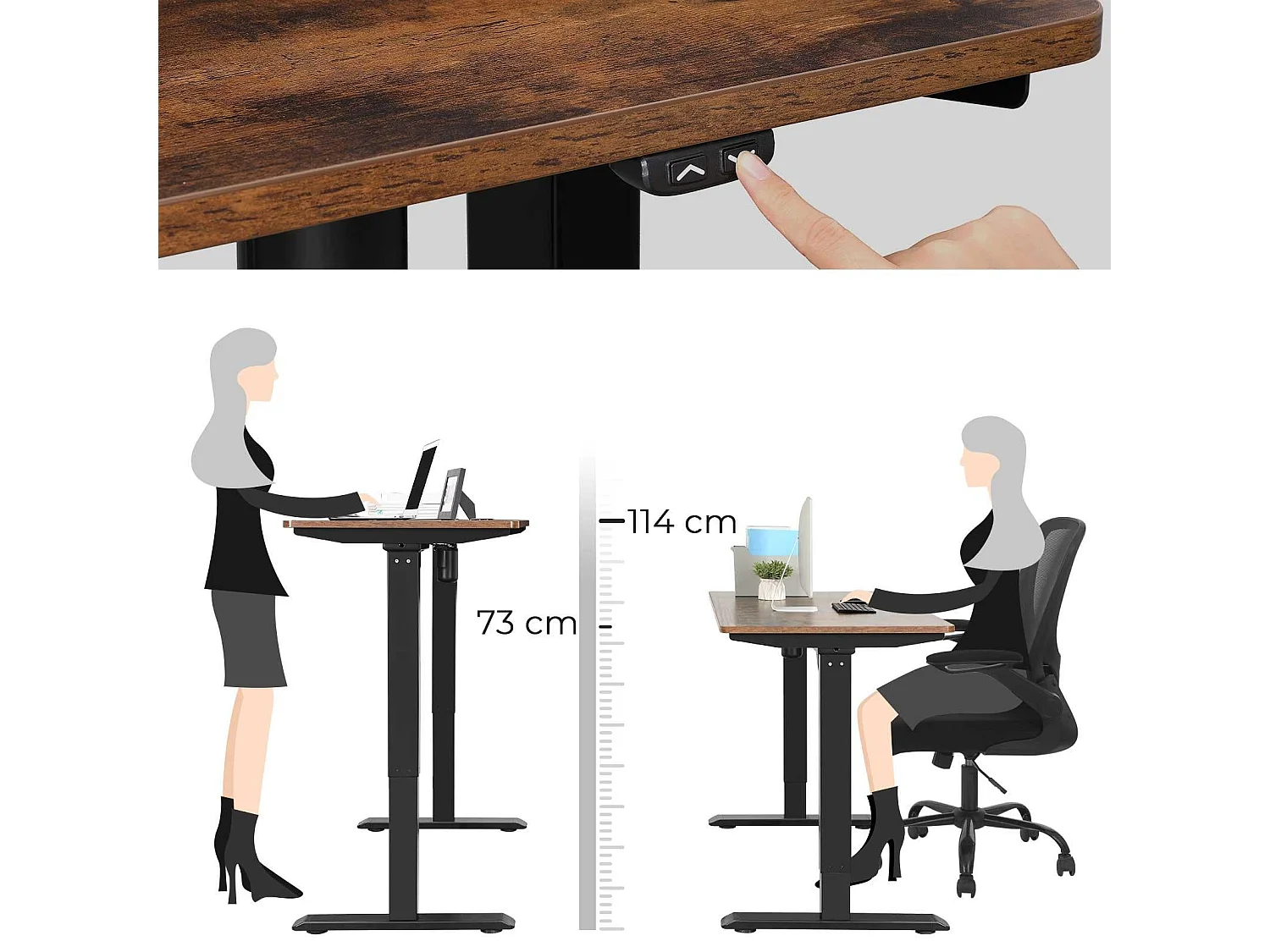 Bureau électrique réglable en marron 140 x 70 x 73 cm 12_0001328