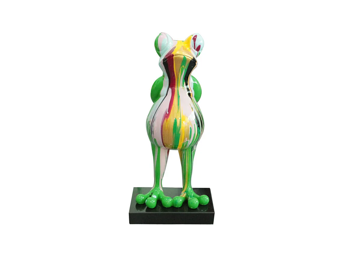 Statue grenouille debout coulures multicolores H68 cm - SAPO DRIPS