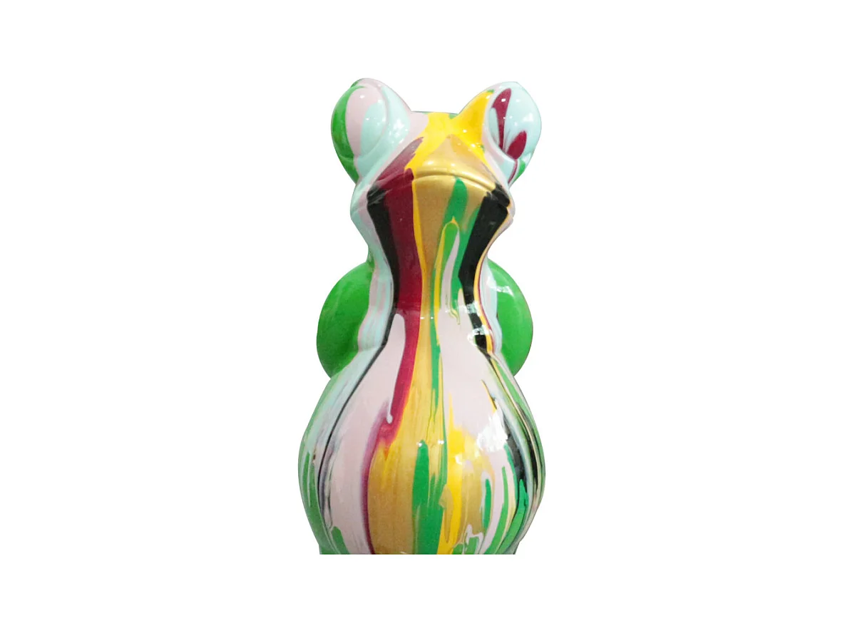 Statue grenouille debout coulures multicolores H68 cm - SAPO DRIPS