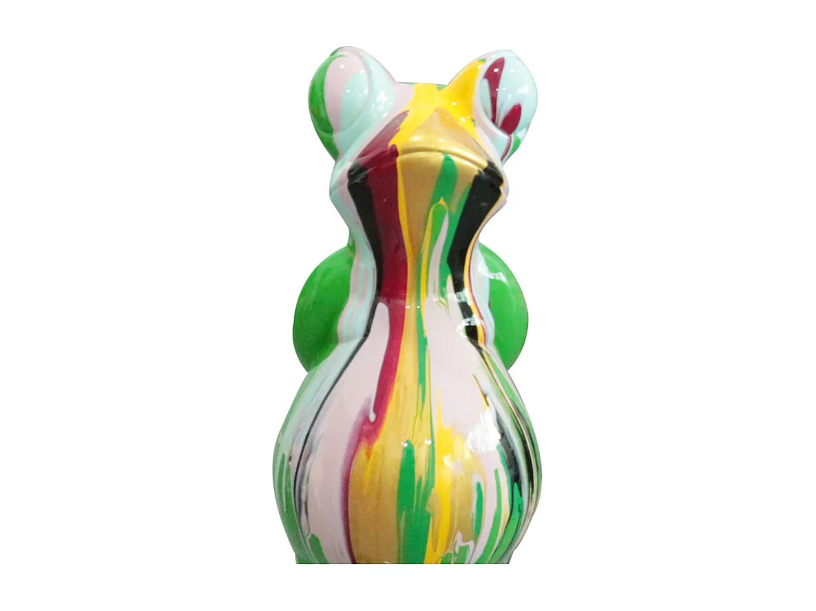 Statue grenouille debout coulures multicolores H68 cm - SAPO DRIPS