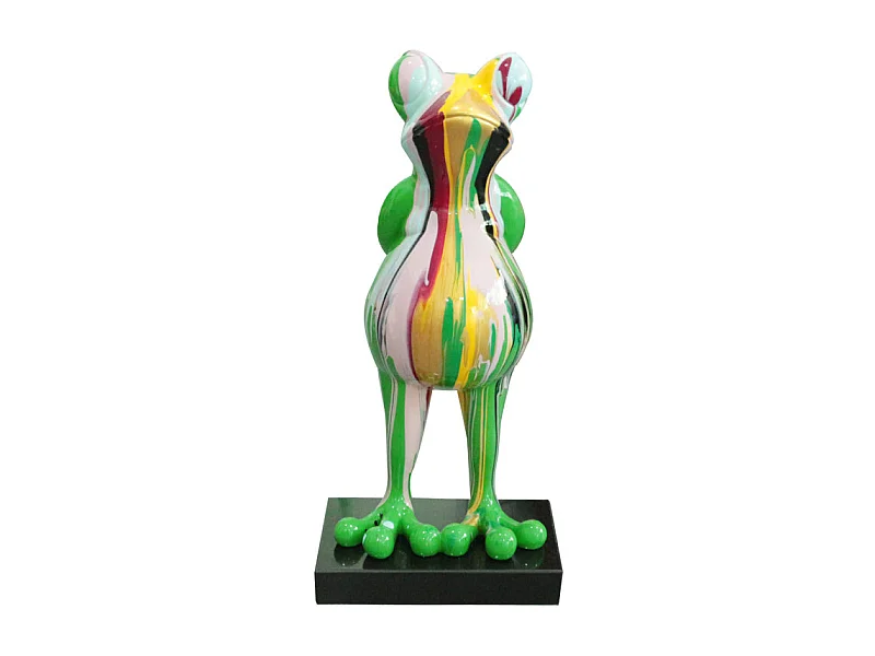 Statue grenouille debout coulures multicolores H68 cm - SAPO DRIPS