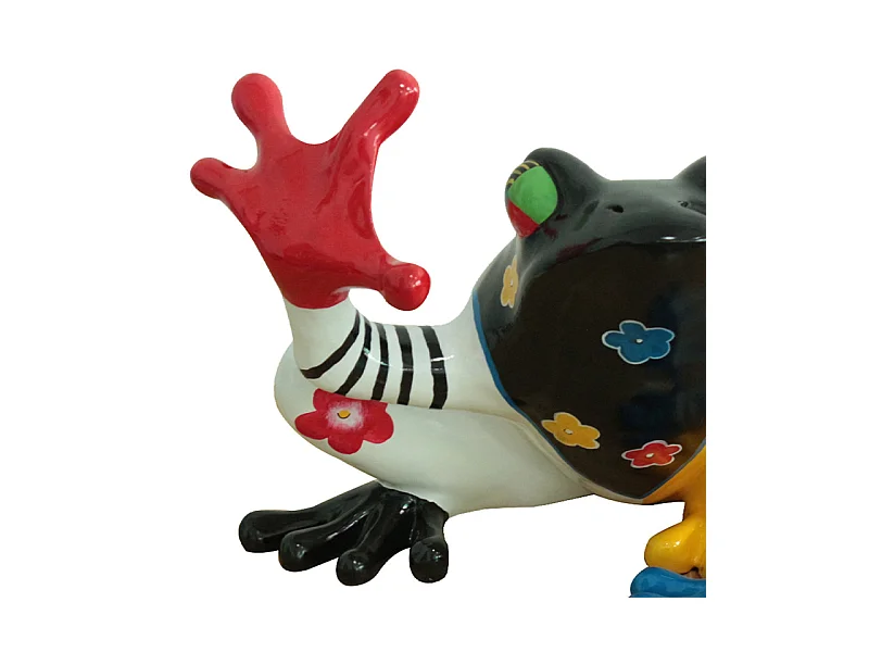 Statue grenouille assise peintures multicolore H32 cm - SAPO CRAZY