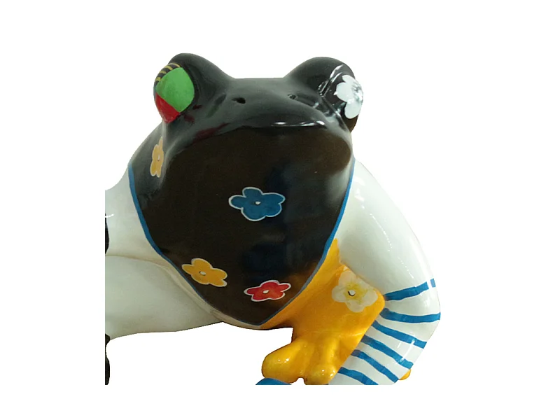 Statue grenouille assise peintures multicolore H32 cm - SAPO CRAZY