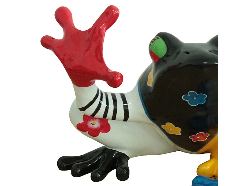 Statue grenouille assise peintures multicolore H32 cm - SAPO CRAZY