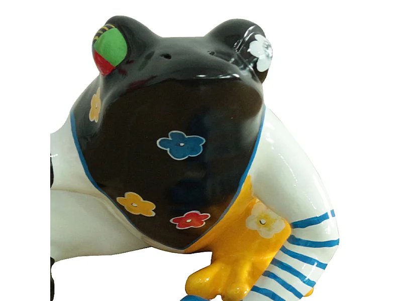 Statue grenouille assise peintures multicolore H32 cm - SAPO CRAZY