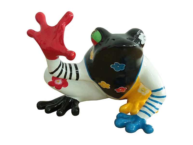 Statue grenouille assise peintures multicolore H32 cm - SAPO CRAZY