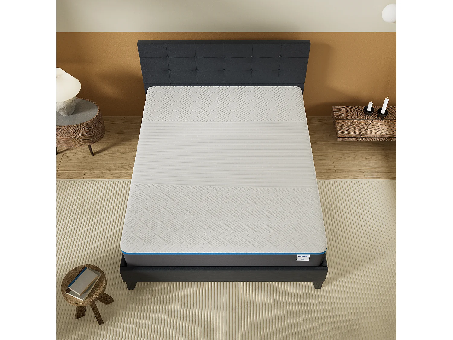 Ensemble Matelas + Lit Avec Tête De Lit 160x200 Cm, Ypsilon Souple 28cm D’épaisseur