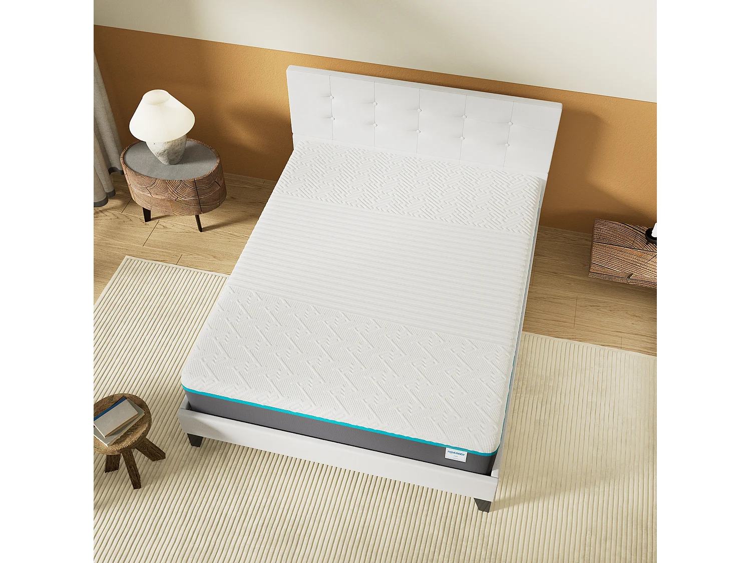 Ensemble Matelas + Lit Avec Tête De Lit 140x200 Cm, Ypsilon Equilibré 28cm D’épaisseur