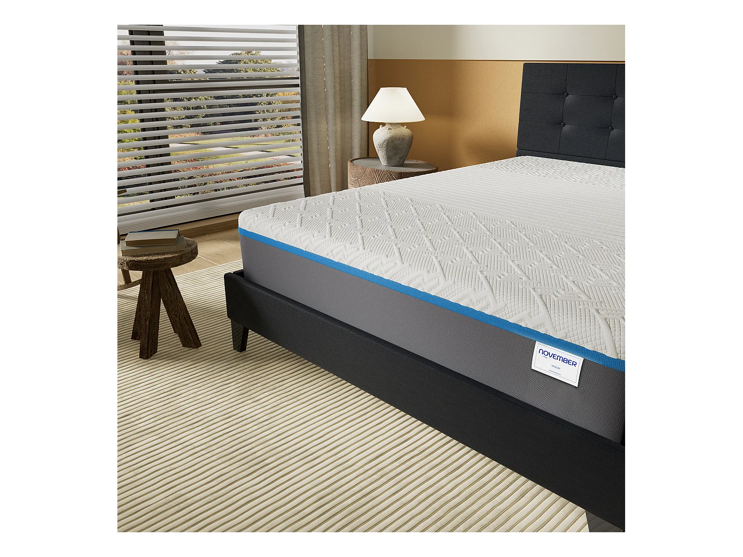 Ensemble Matelas + Lit Avec Tête De Lit 140x200 Cm, Yspilon Souple 28cm D’épaisseur