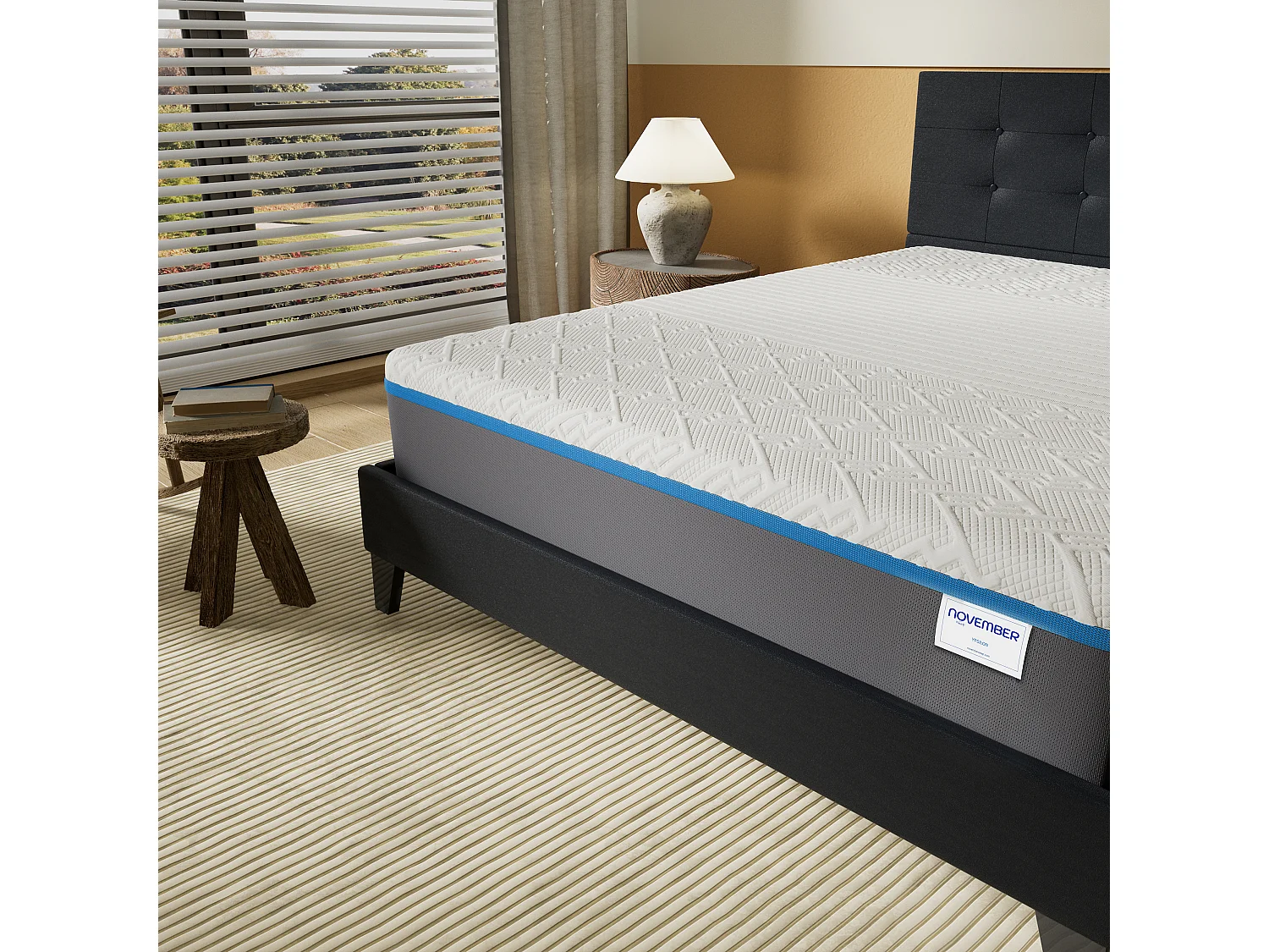 Ensemble Matelas + Lit Avec Tête De Lit 140x200 Cm, Yspilon Souple 28cm D’épaisseur