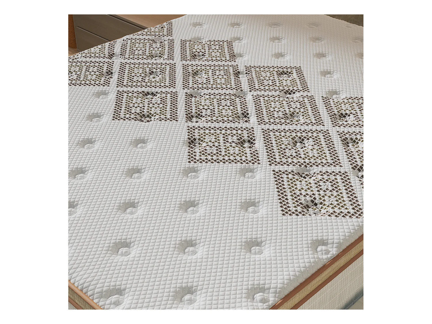 Ensemble matelas + lit 160x200 cm, matelas 28cm ressorts ensachés, accueil mousse, lit à tête de lit capitonnée similicuir gris