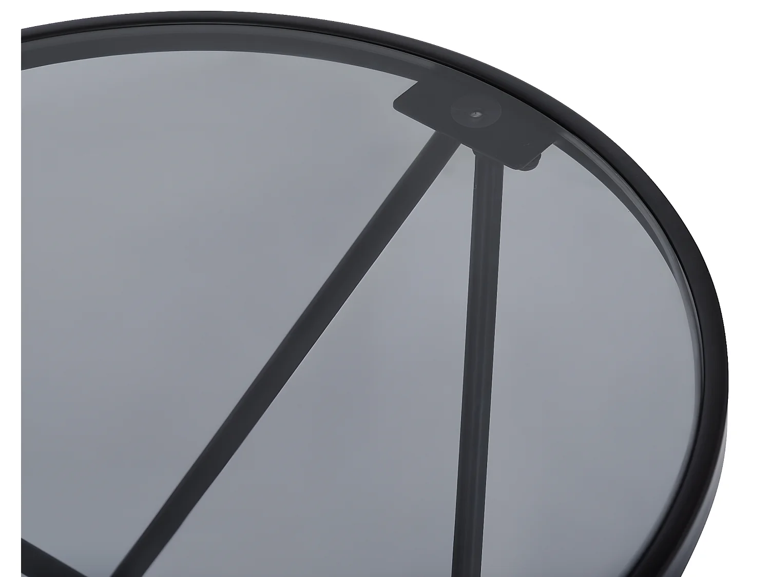 Tavolino rotondo in vetro temperato con gambe in metallo nero CANALES SMALL