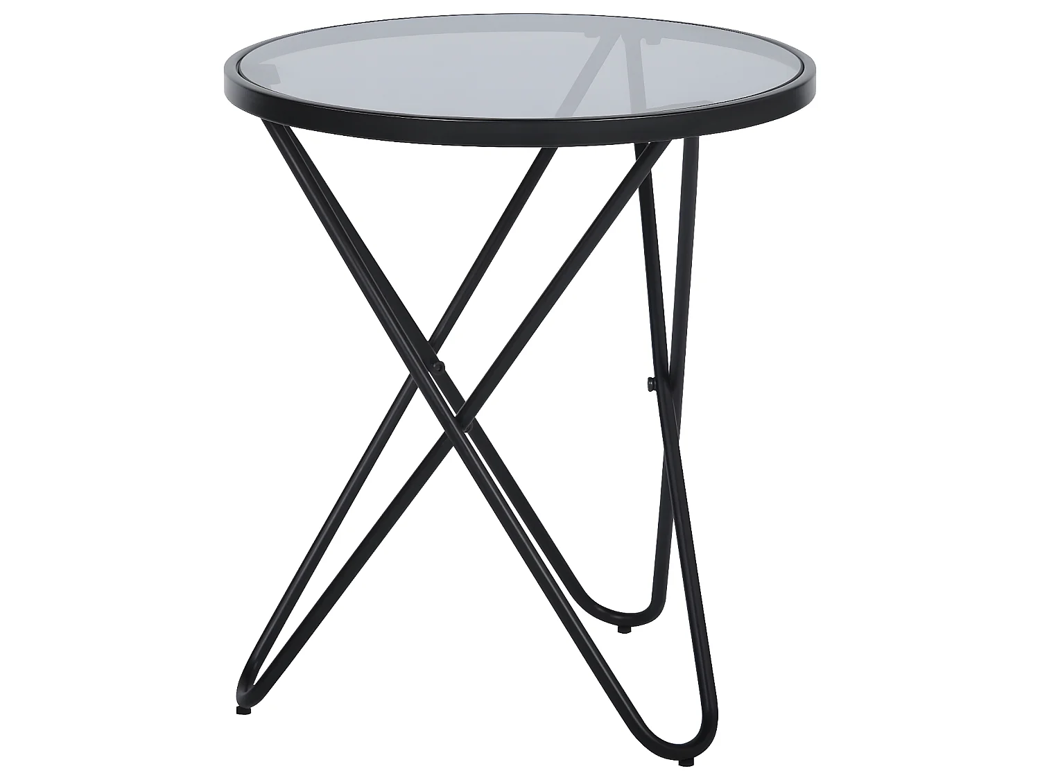 Tavolino rotondo in vetro temperato con gambe in metallo nero CANALES SMALL