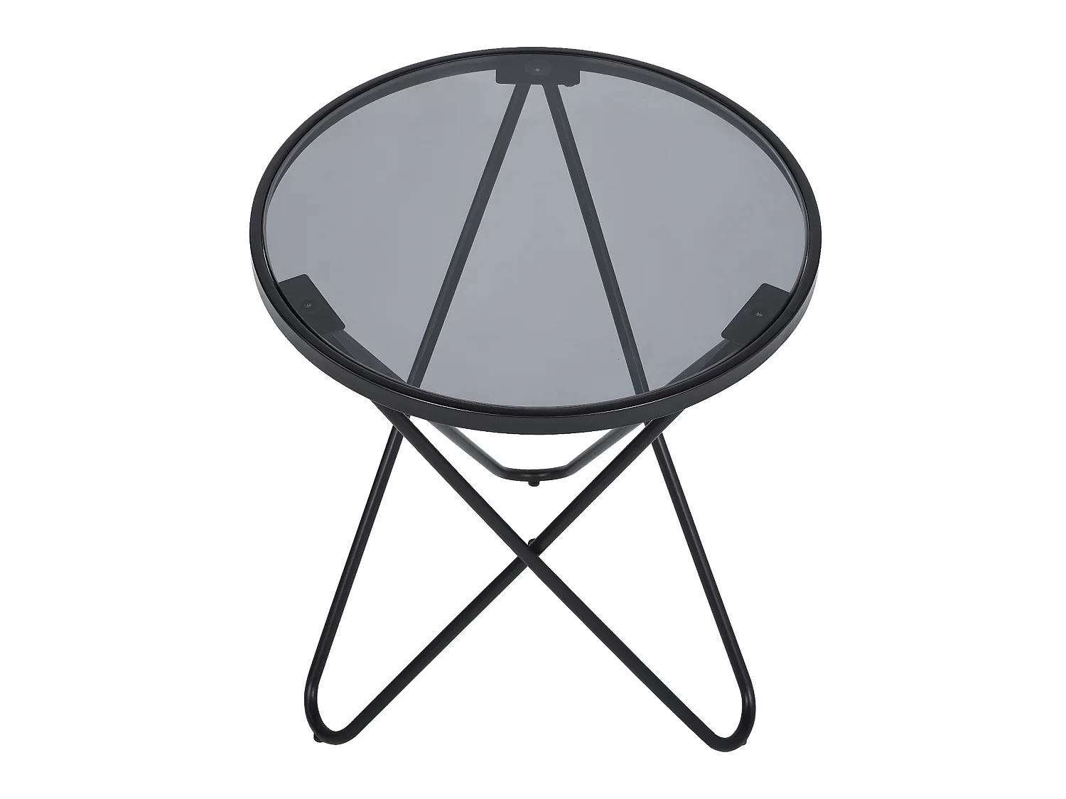 Tavolino rotondo in vetro temperato con gambe in metallo nero CANALES SMALL