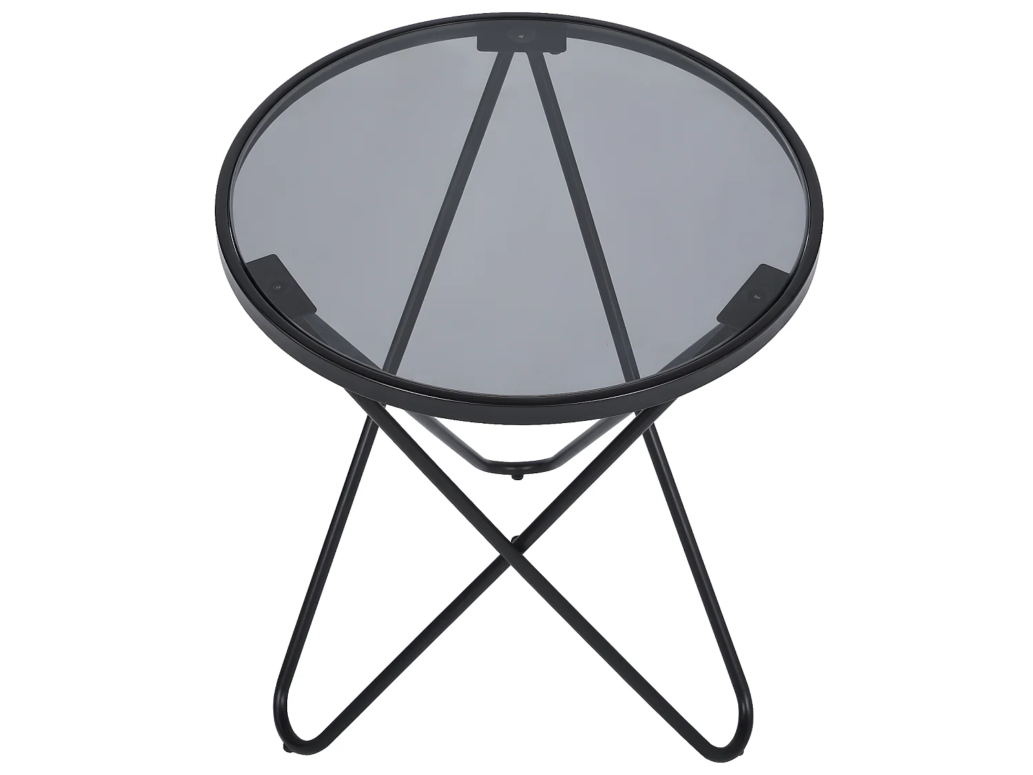 Tavolino rotondo in vetro temperato con gambe in metallo nero CANALES SMALL