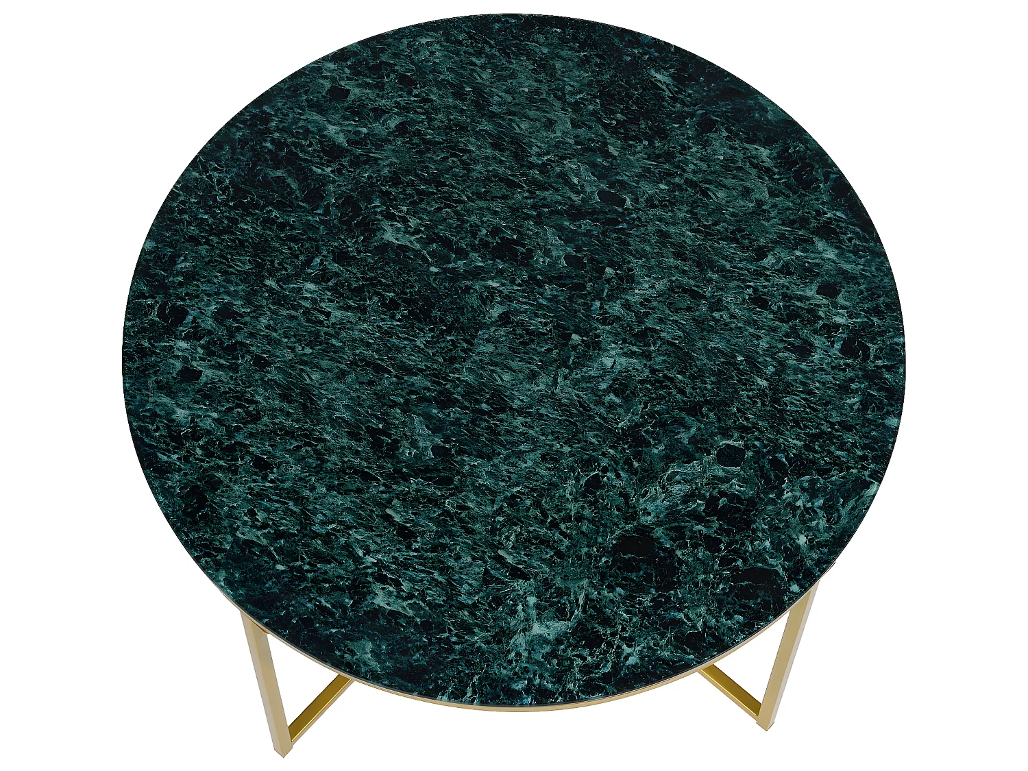 Table basse ronde en verre vert et métal dorée INMA GREEN
