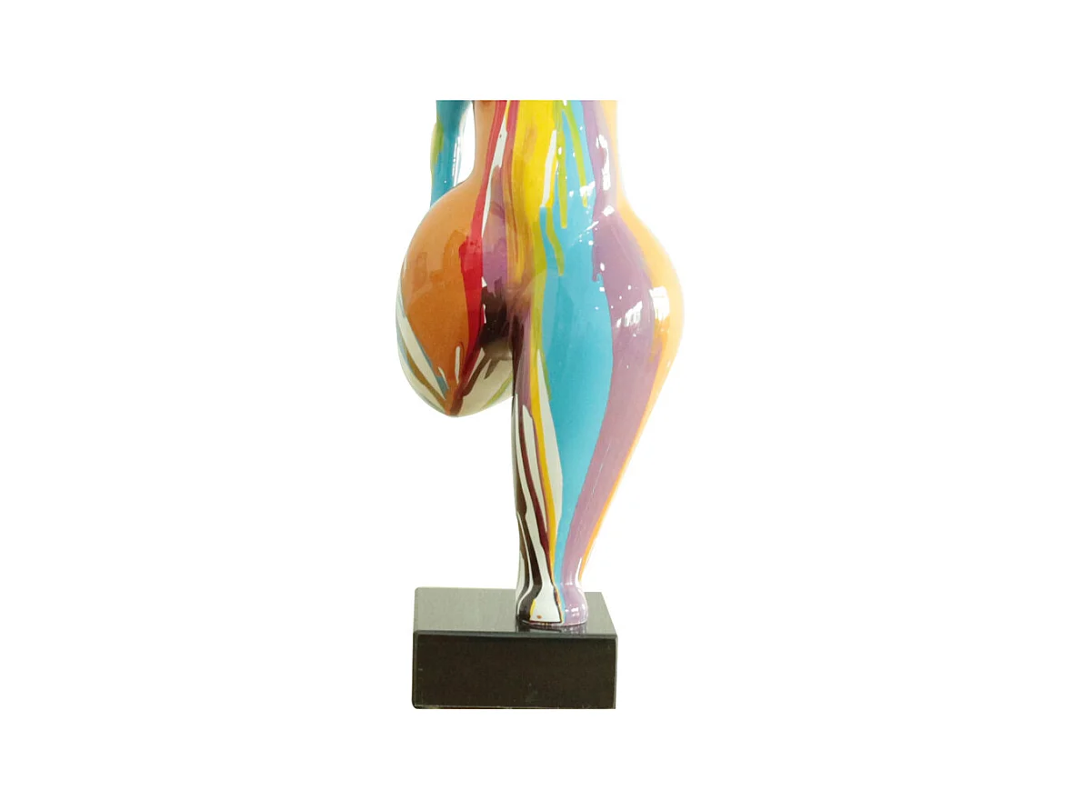 Statue femme jambe pliée coulures multicolores H60 cm - LADY DRIPS 01