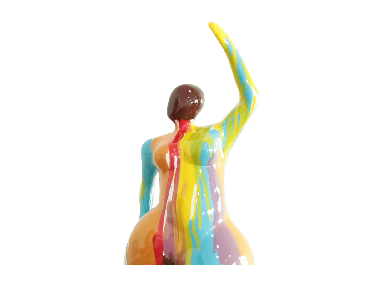 Statue femme jambe pliée coulures multicolores H60 cm - LADY DRIPS 01