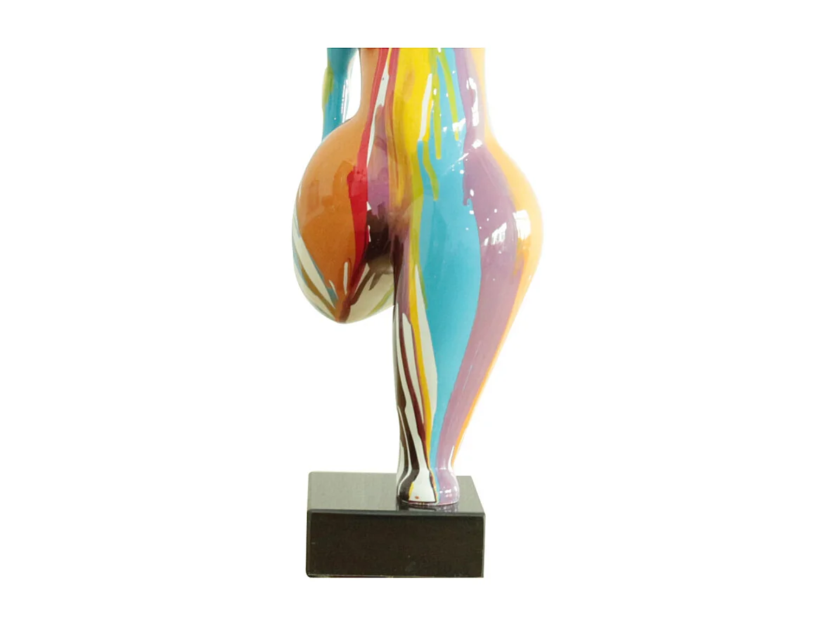 Statue femme jambe pliée coulures multicolores H60 cm - LADY DRIPS 01