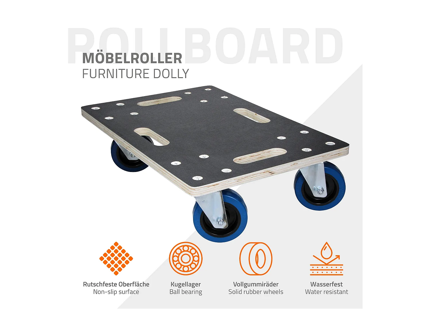 ECD Germany Carrello da trasporto elettrodomestici 35x50 cm 800 kg con piattaforma girevole 4 ruote in gomma orientabili base per trasloco pesante