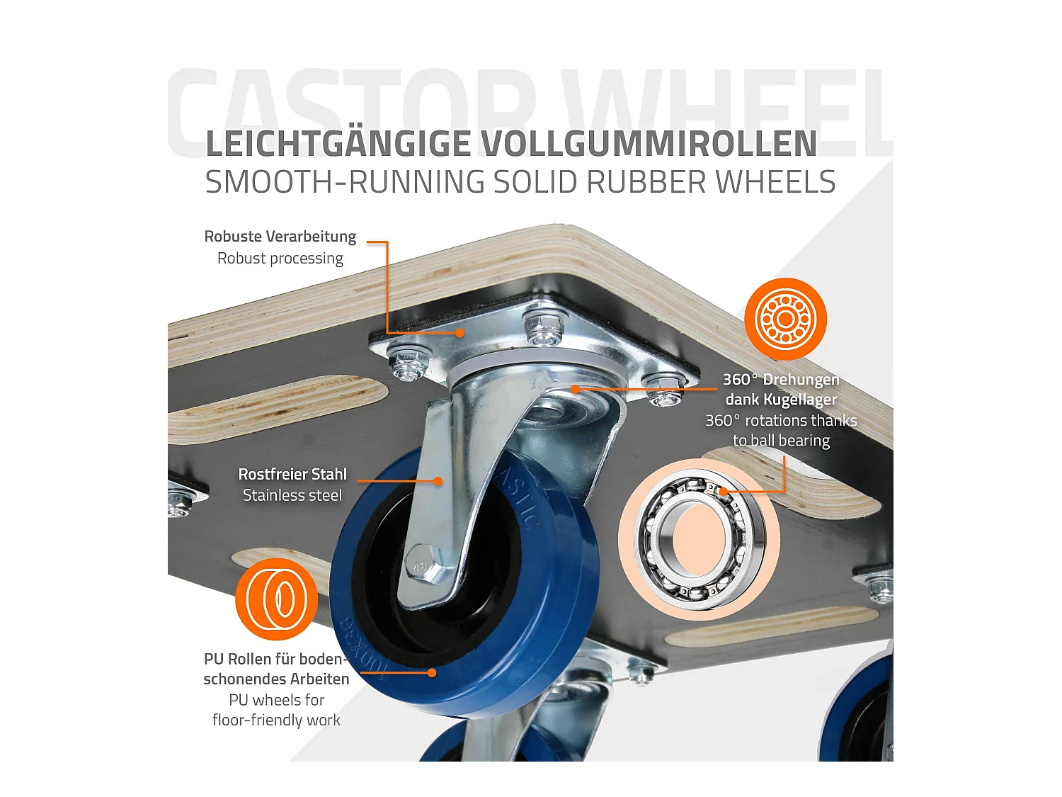 ECD Germany Carrello da trasporto elettrodomestici 35x50 cm 800 kg con piattaforma girevole 4 ruote in gomma orientabili base per trasloco pesante