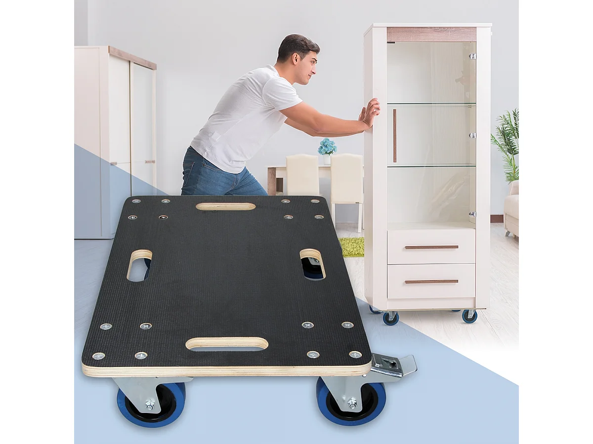 ECD Germany Carrello trasporto mobili ed elettrodomestici 40x60 cm 800 kg piattaforma girevole con 2 ruote con freni in gomma base mobile per trasloco