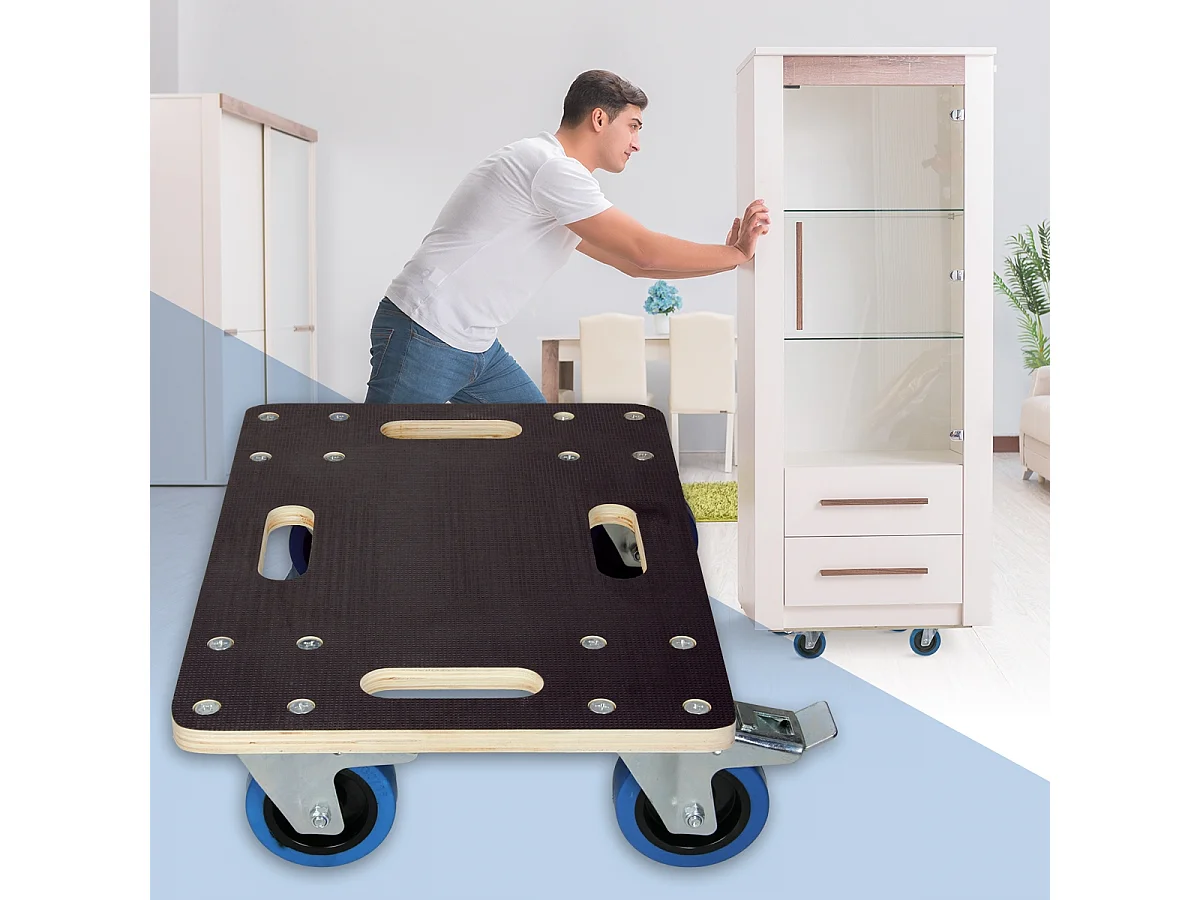 ECD Germany Carrello trasporto mobili ed elettrodomestici 35x50 cm 800 kg piattaforma girevole con 2 ruote con freni in gomma base mobile per trasloco