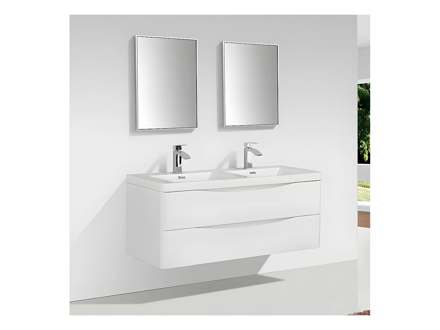 Mueble Lavabo  + Lavabo Doble 120 cm MONTADO - Blanco PIACENZA