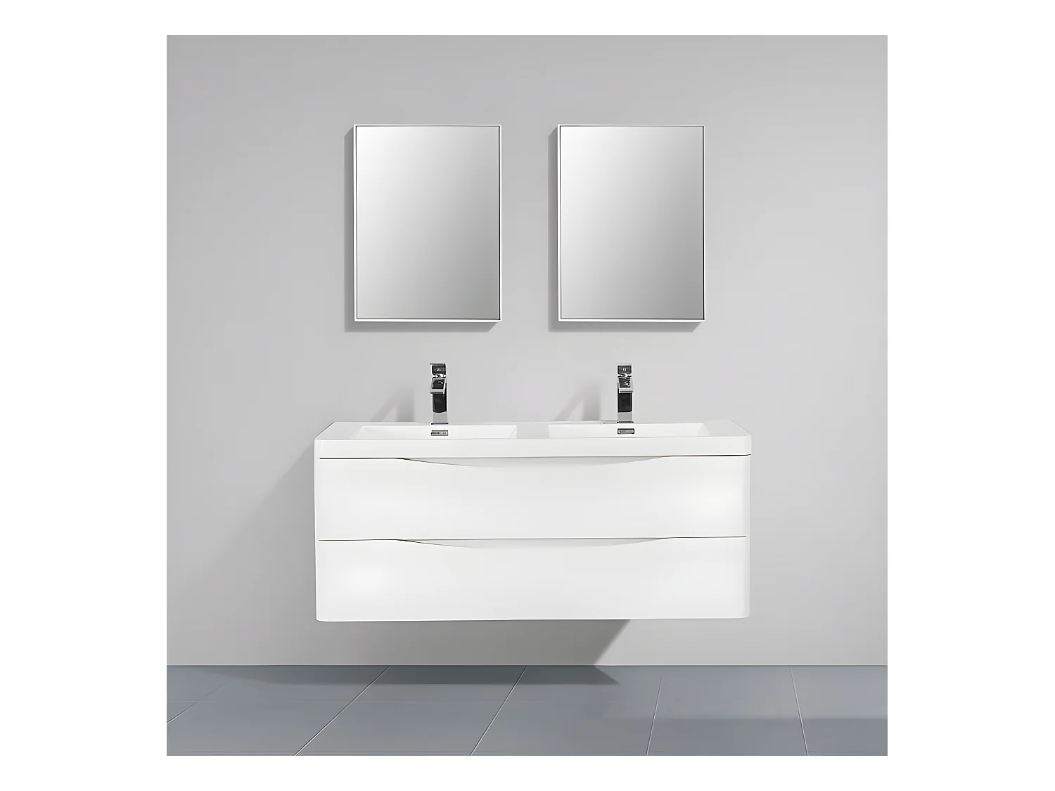 Mueble Lavabo  + Lavabo Doble 120 cm MONTADO - Blanco PIACENZA