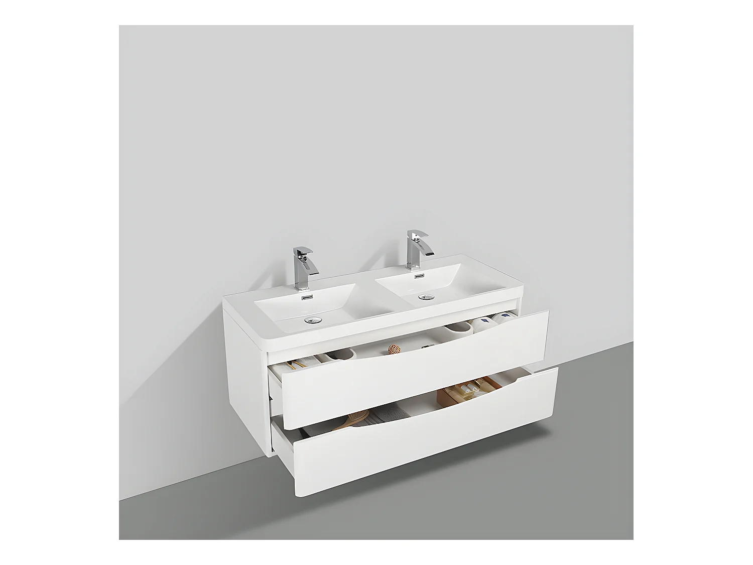 Mueble Lavabo  + Lavabo Doble 120 cm MONTADO - Blanco PIACENZA