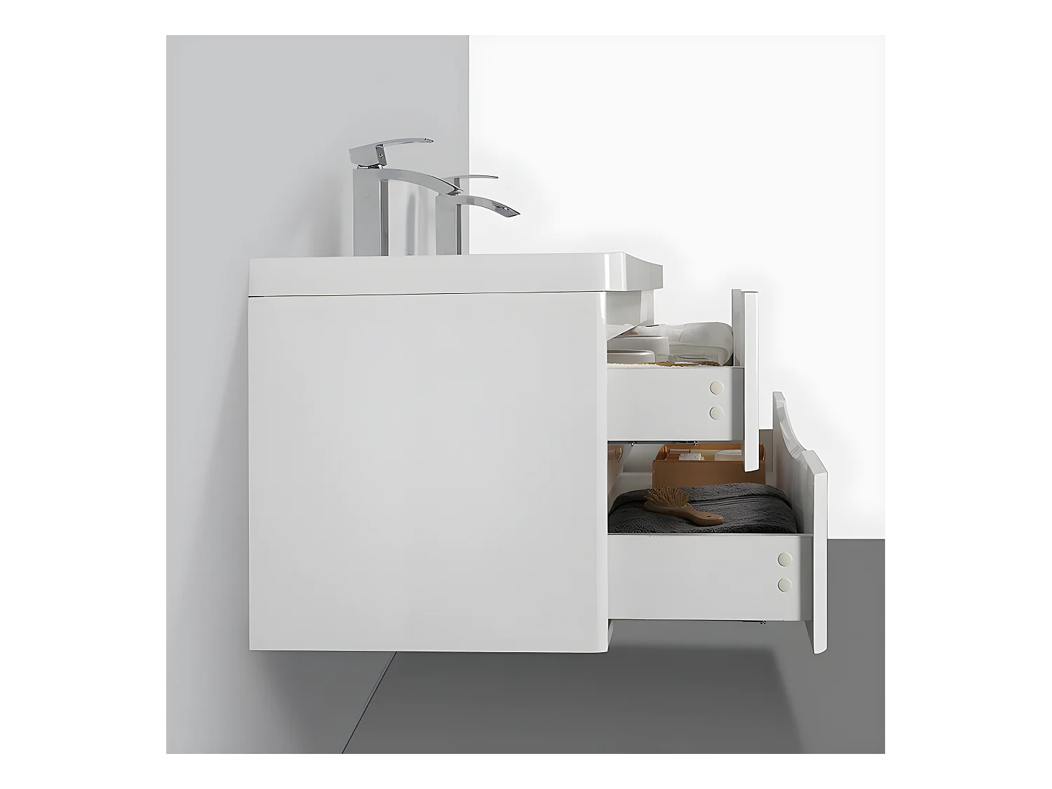 Mueble Lavabo  + Lavabo Doble 120 cm MONTADO - Blanco PIACENZA