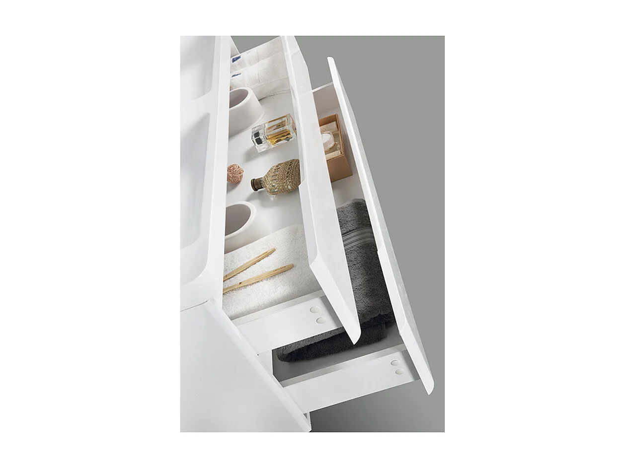 Meuble salle de bain design double vasque PIACENZA largeur 120 cm blanc laqué